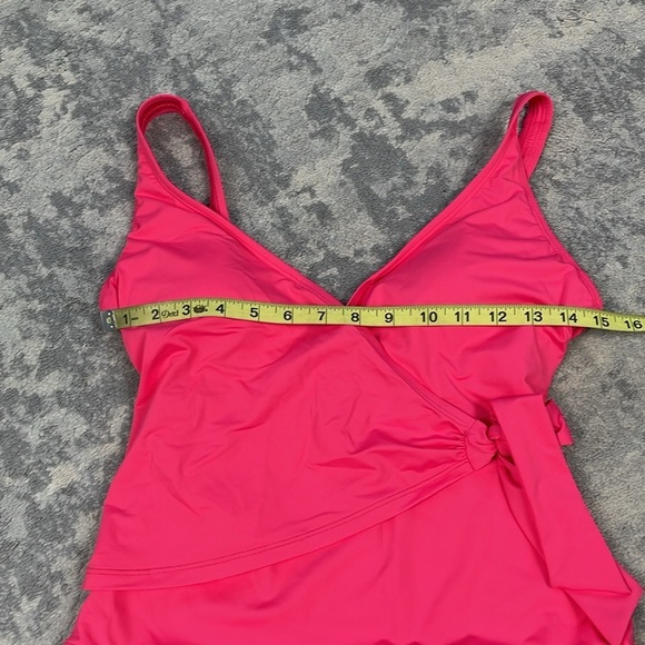 NWT Tommy Bahama Tie Front Wrap One Piece Swimsuit Pink Flattering Sz 8 - Picture 10 of 10